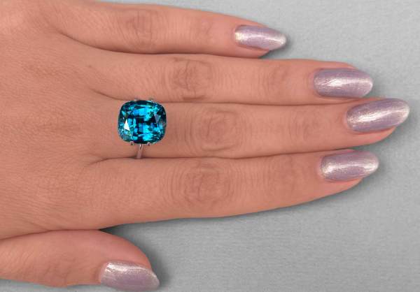 Natural blue zircon from Cambodia 19.62 ct