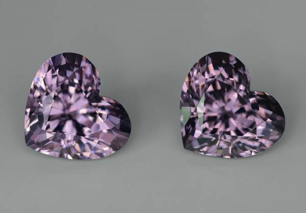 Pair of heart cut spinels 7.64 ct
