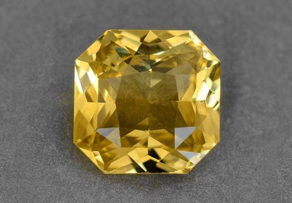 Square radiant cut untreated yellow sapphire 3.56 ct