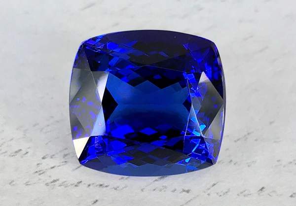 Cushion cut precious blue tanzanite 27.86 ct