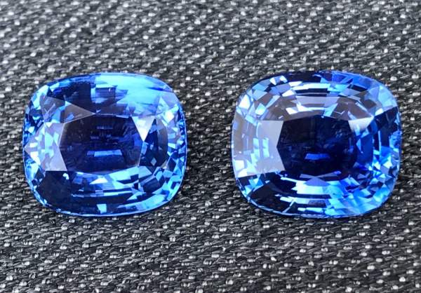 Pair of light unheated sapphires 9.9 ct