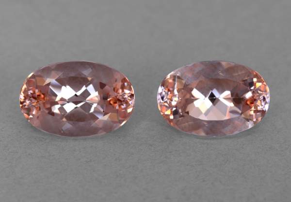 Pair of oval cut pink morganites from Brazil 13.72 ct