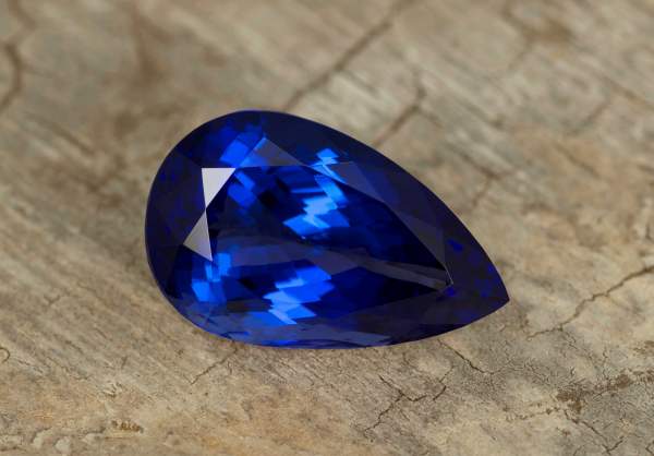 Dark blue pear cut tanzanite 18.64 ct
