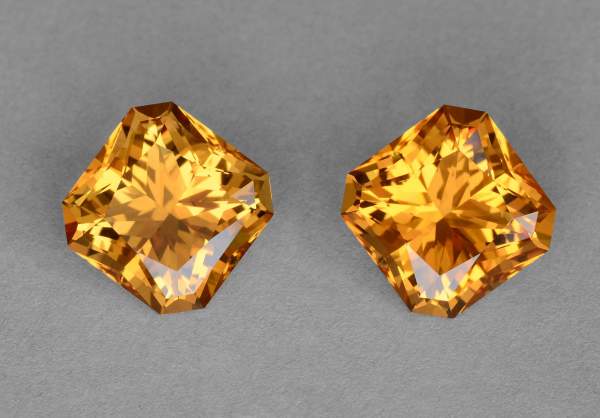 Pair of natural citrine gemstones 21.05 ct