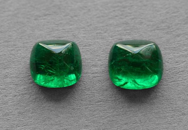 Pair of natural emerald cabochons 9.39 ct